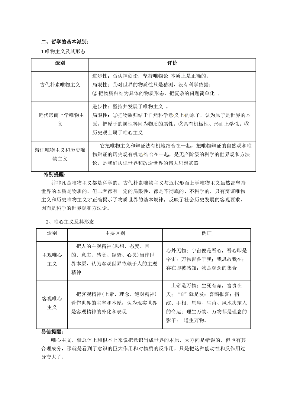 贵州省贵阳市北京师范大学贵阳附属中学高中政治《生活与哲学》第一单元 第2课 百舸争流的思想复习学案_第2页