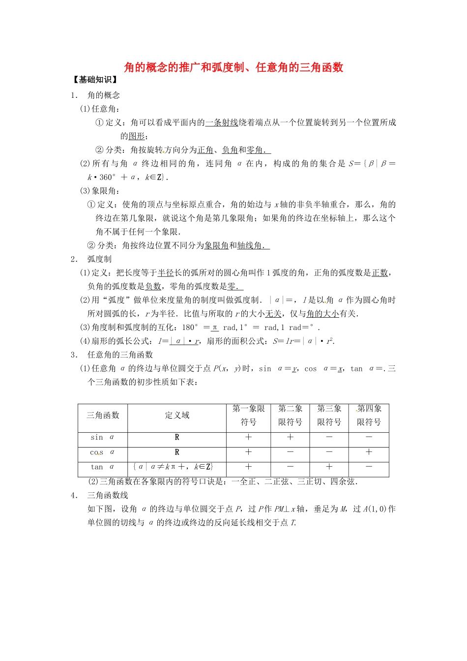 贵州省贵阳市高考数学专题复习 角度制弧度制同角三角函数学案2-人教版高三全册数学学案_第1页