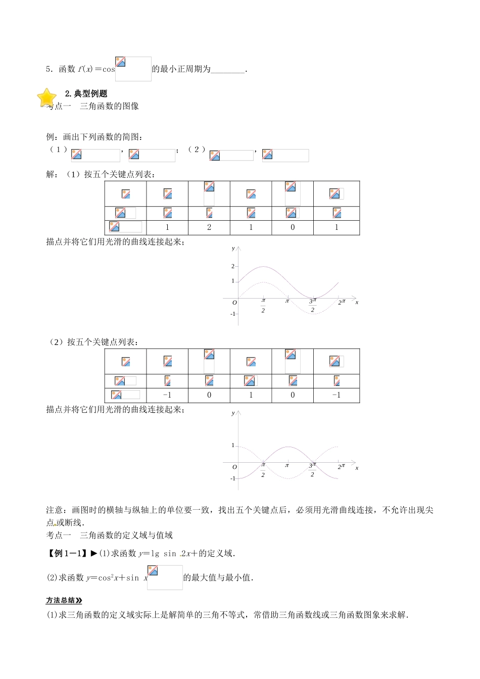 贵州省贵阳市高考数学专题复习 三角函数的图像与性质学案5-人教版高三全册数学学案_第3页