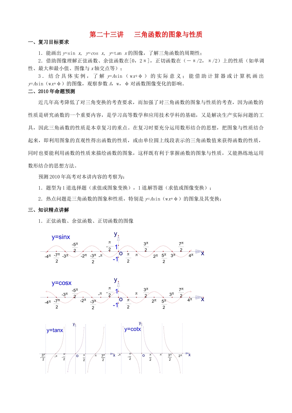 贵州省贵阳市高考数学专题复习 三角函数的图像与性质学案7-人教版高三全册数学学案_第1页