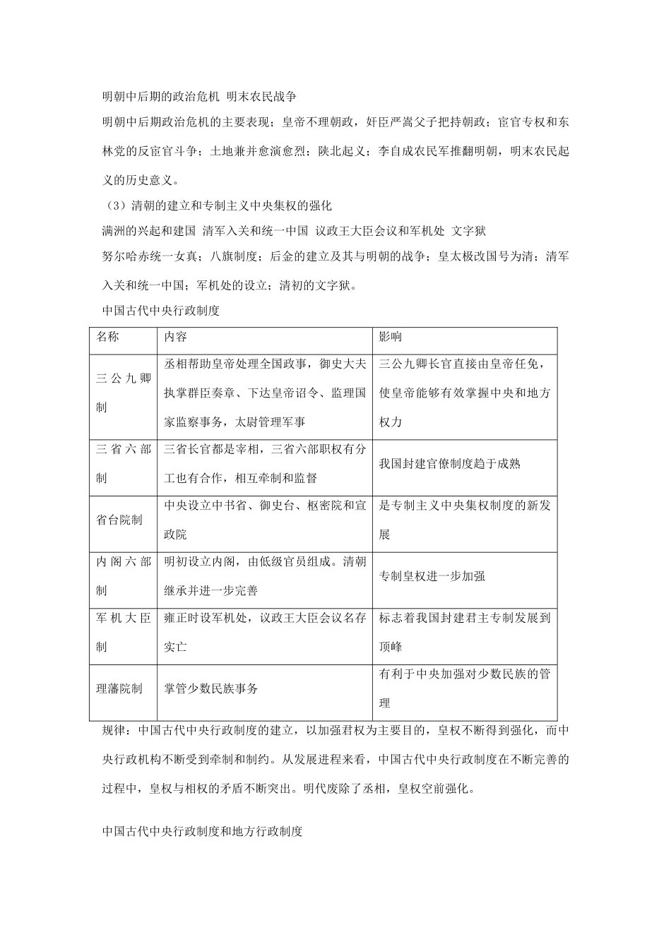 贵州省施秉一中2012高考历史二轮复习 专题6 明 清（鸦片战争以前）学案 大纲人教版_第3页