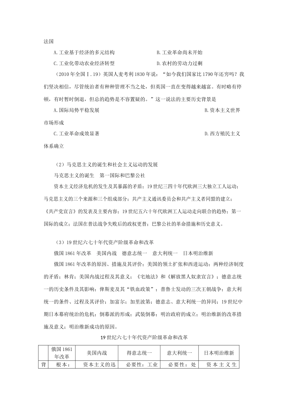 贵州省施秉一中2012高考历史二轮复习 专题20 资本主义世界体系的初步形成和社会主义运动的发展学案 大纲人教版_第2页