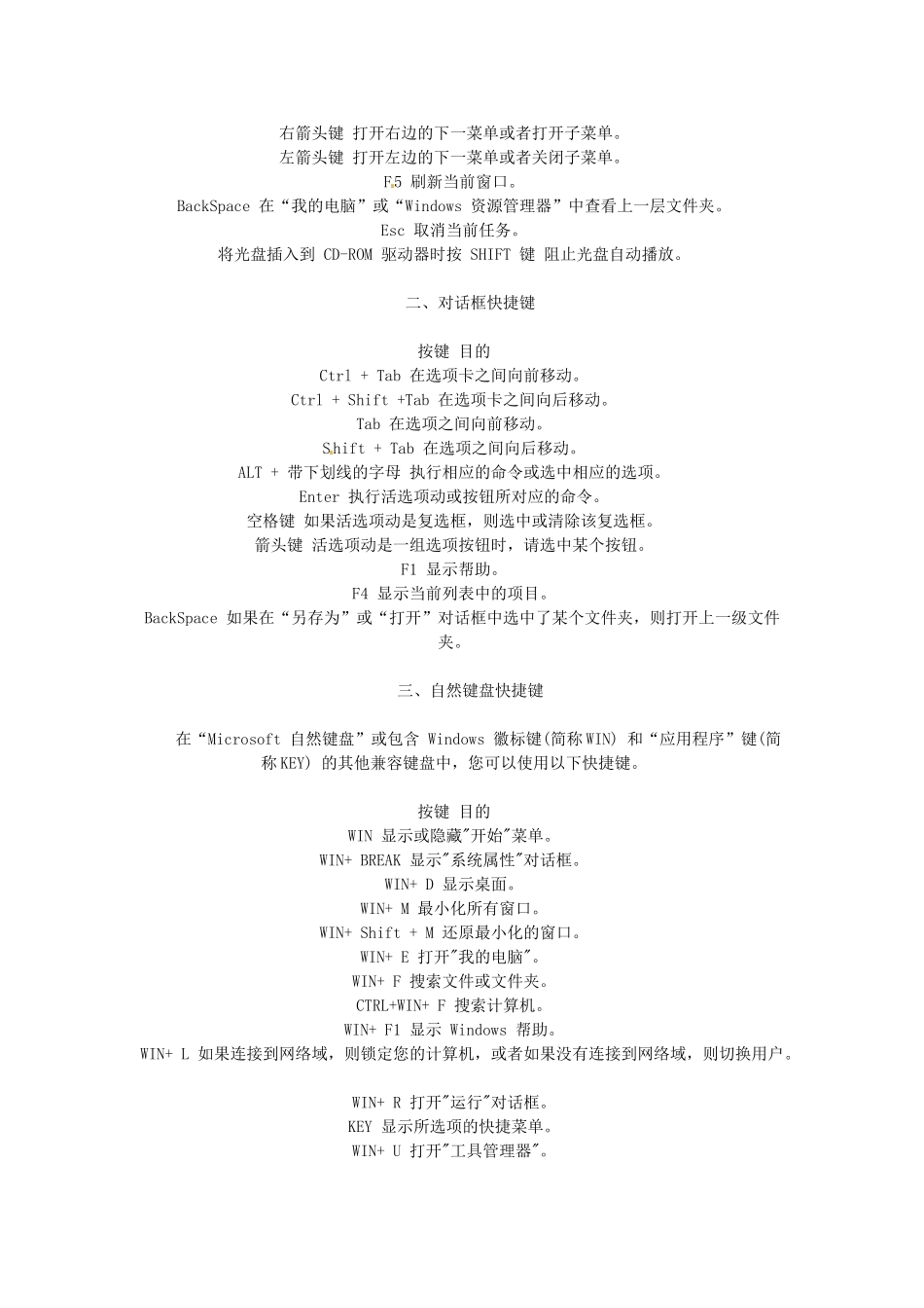 高中信息技术 Win XP 键盘快捷键概述素材-人教版高中全册信息技术素材_第2页