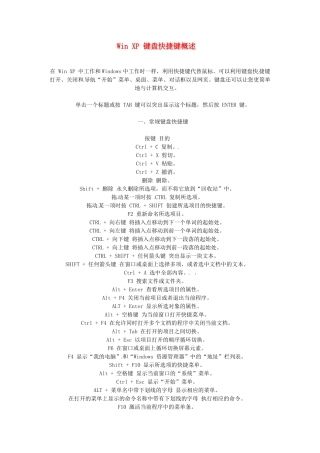 高中信息技术 Win XP 键盘快捷键概述素材-人教版高中全册信息技术素材