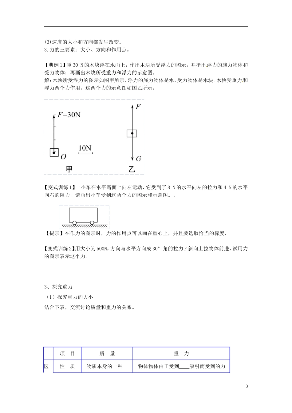 海南省海口市第十四中学高中物理 第三章 重力 基本相互作用学案 新人教版必修1_第3页