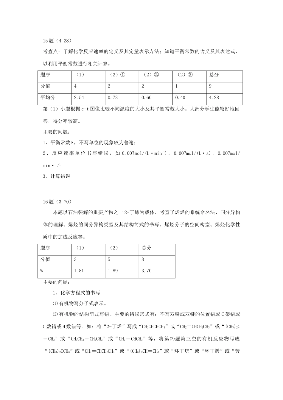 海南省教育研究培训院2013年高考化学 高考阅卷情况素材_第3页