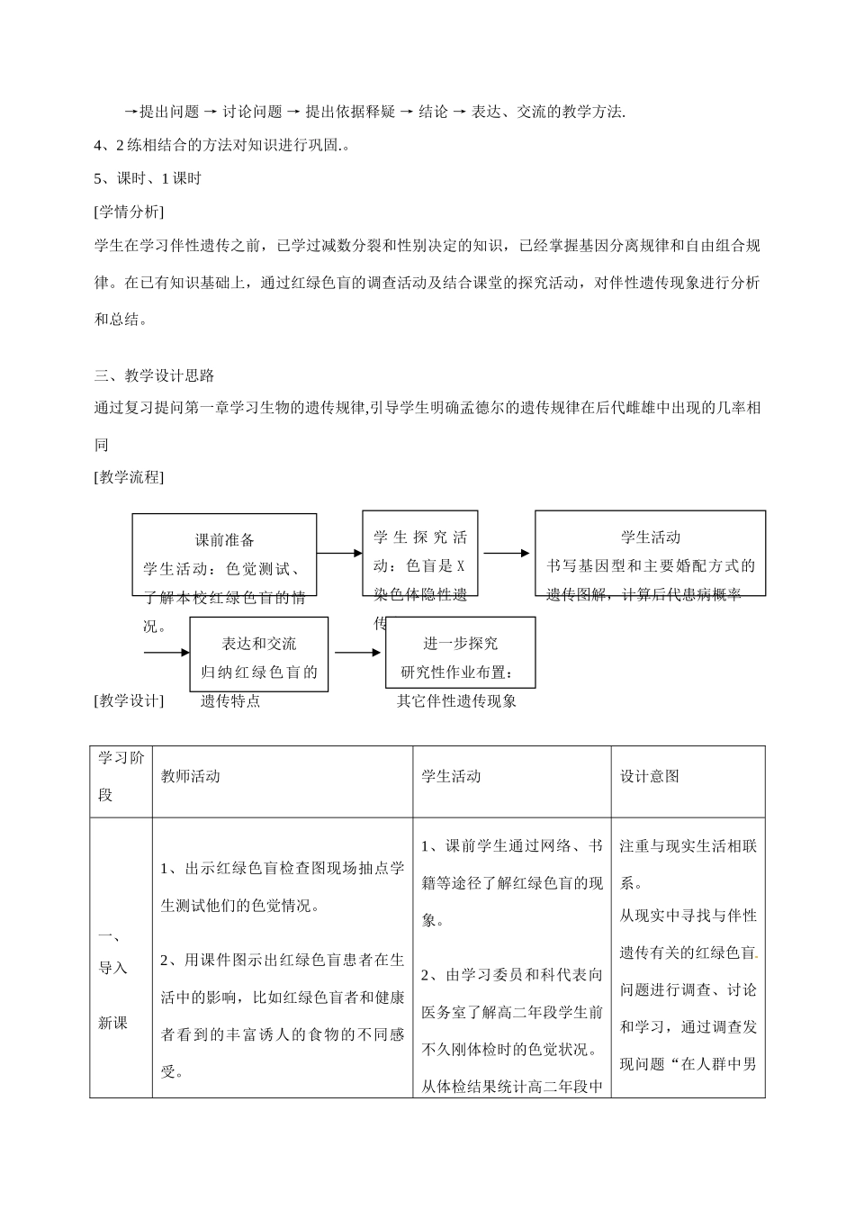 海南省文昌中学2014高中生物 2.3伴性遗传教案 新人教版必修2_第2页