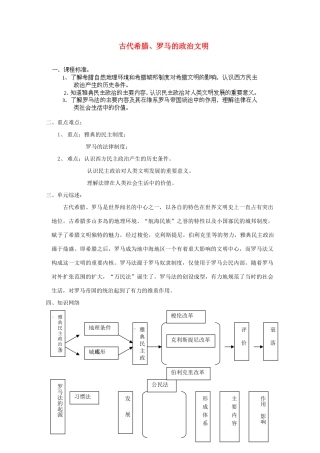 河北省青龙满族自治县逸夫中学2014届高考历史一轮复习 专题六 古代希腊罗马的政治文明学案 人民版必修1