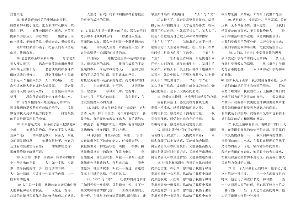 高中作文素材集锦：精美句子仿写100例--打印版素材新人教版选修1_第3页