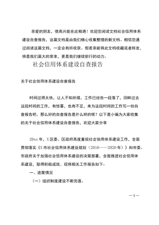 (推荐)社会信用体系建设自查报告