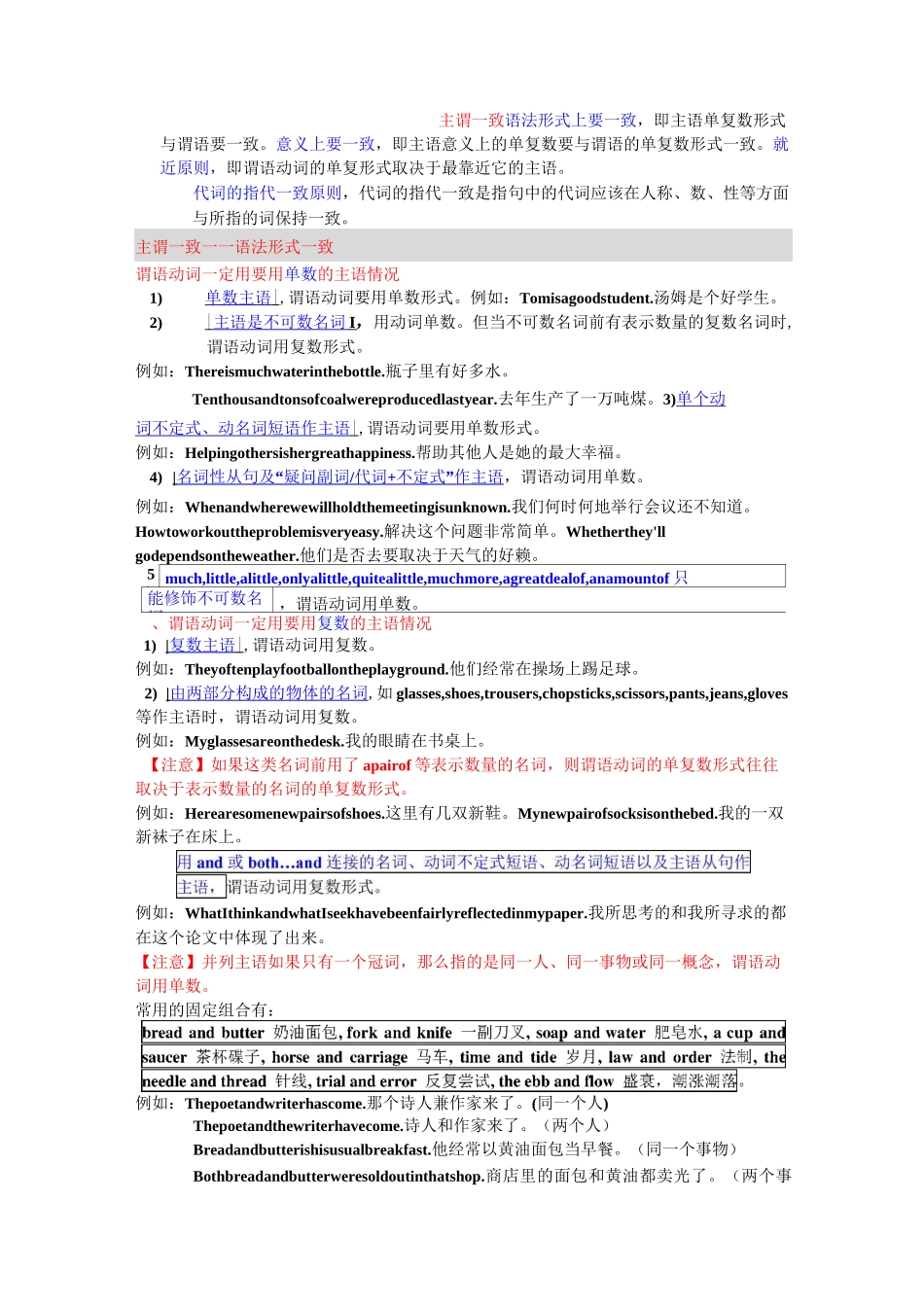 主谓一致 语法讲解_第1页