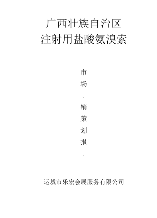 注射用盐酸氨溴索产品营销策划报告