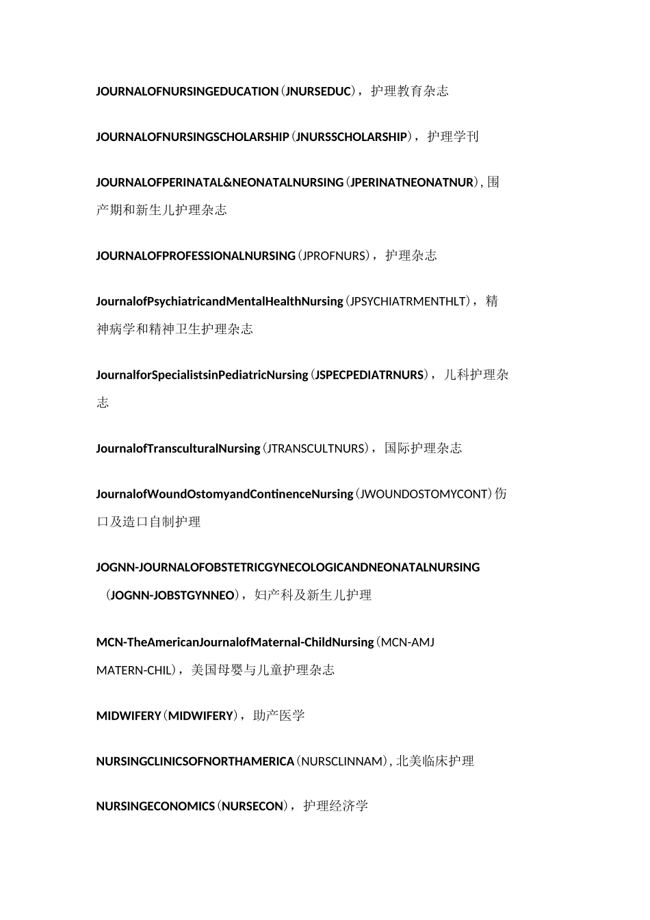 护理英文期刊大全_第3页