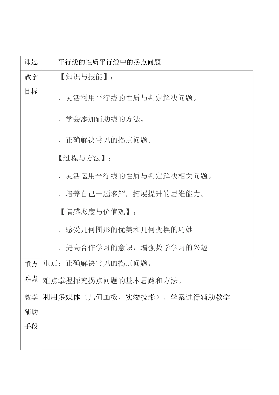 人教版初一数学下册平行线中的拐点问题_第1页
