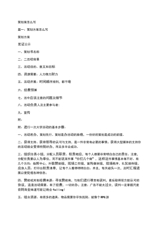 策划案怎么写