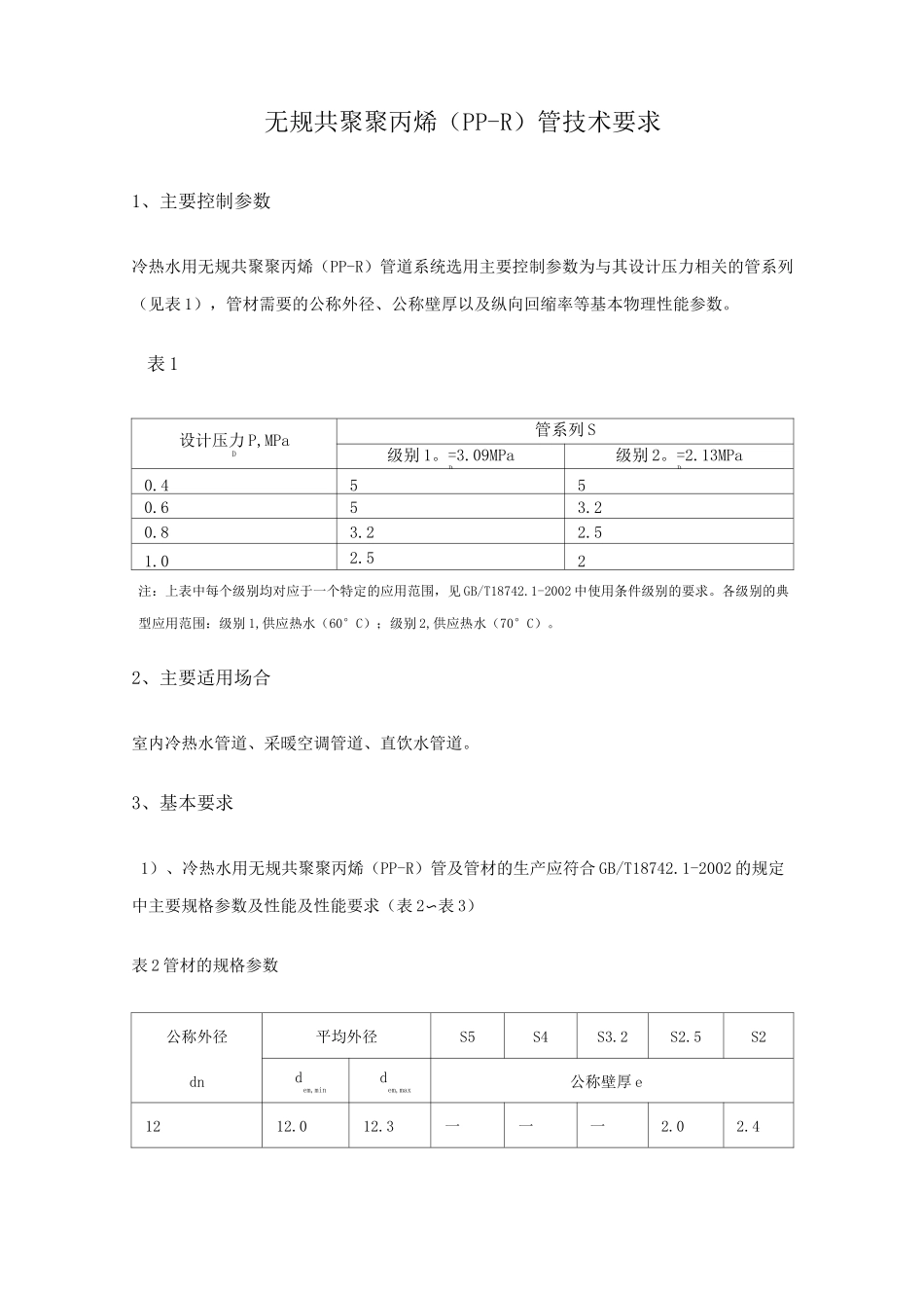 ppr管材的标准及技术要求_第1页