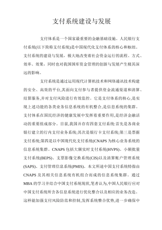 支付系统建设与发展