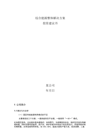 综合能源整体解决方案投资建议书