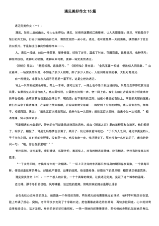 遇见美好作文15篇