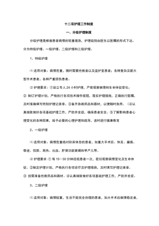 12项护理核心制度