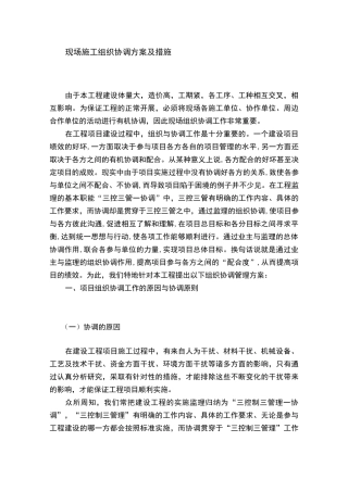 现场组织协调方案及措施