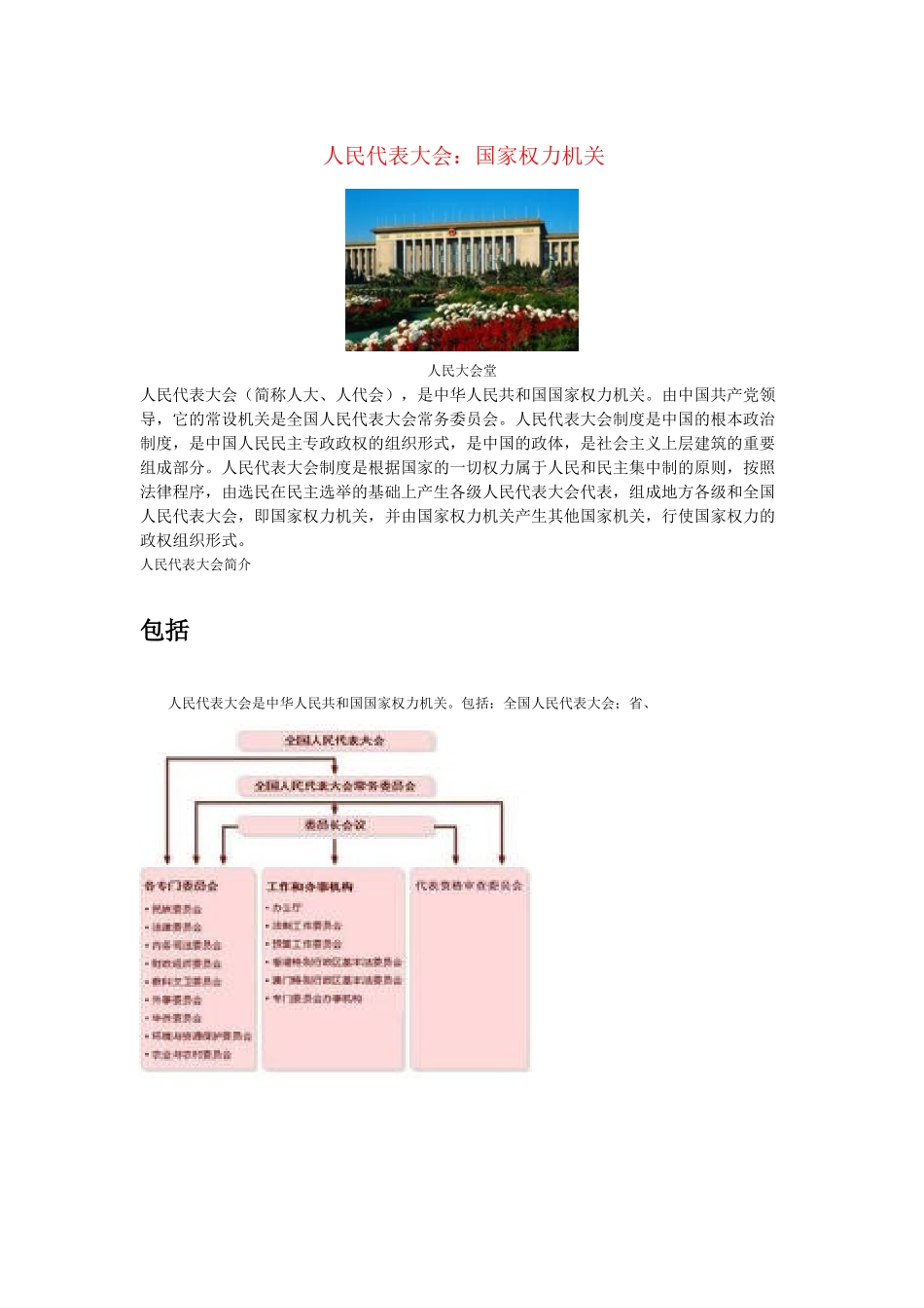 高中政治 《人民代表大会：国家权力机关》文字素材1 新人教版必修2_第1页