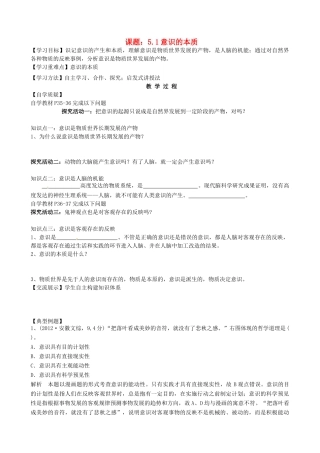高中政治 5.1意识的本质学案 新人教版必修4