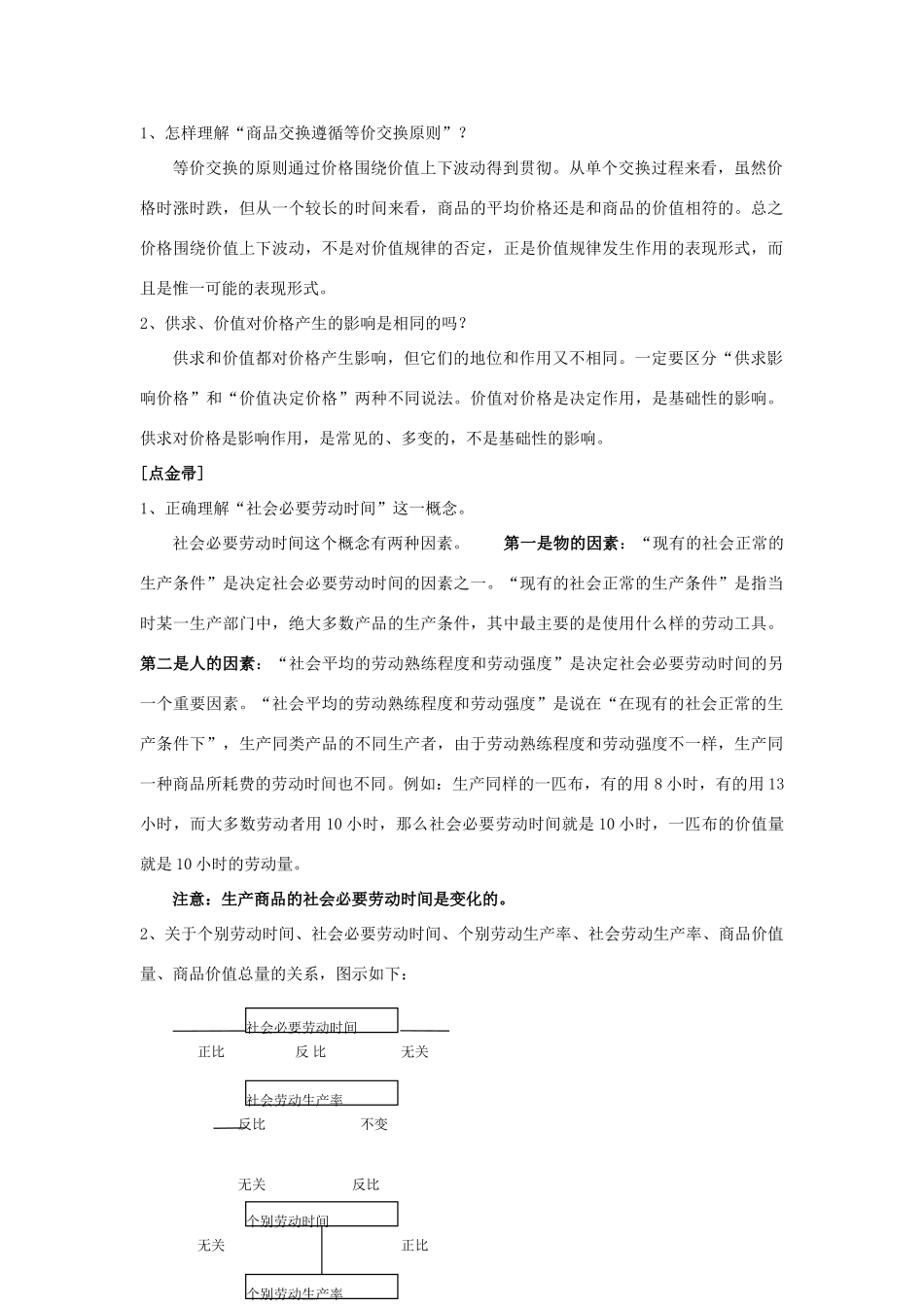 高中政治 《影响价格的因素》学案12 新人教版必修1_第2页