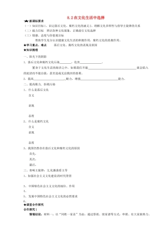 高中政治 8.2在文化生活中选择导学案 新人教版必修4-新人教版高二必修4政治学案