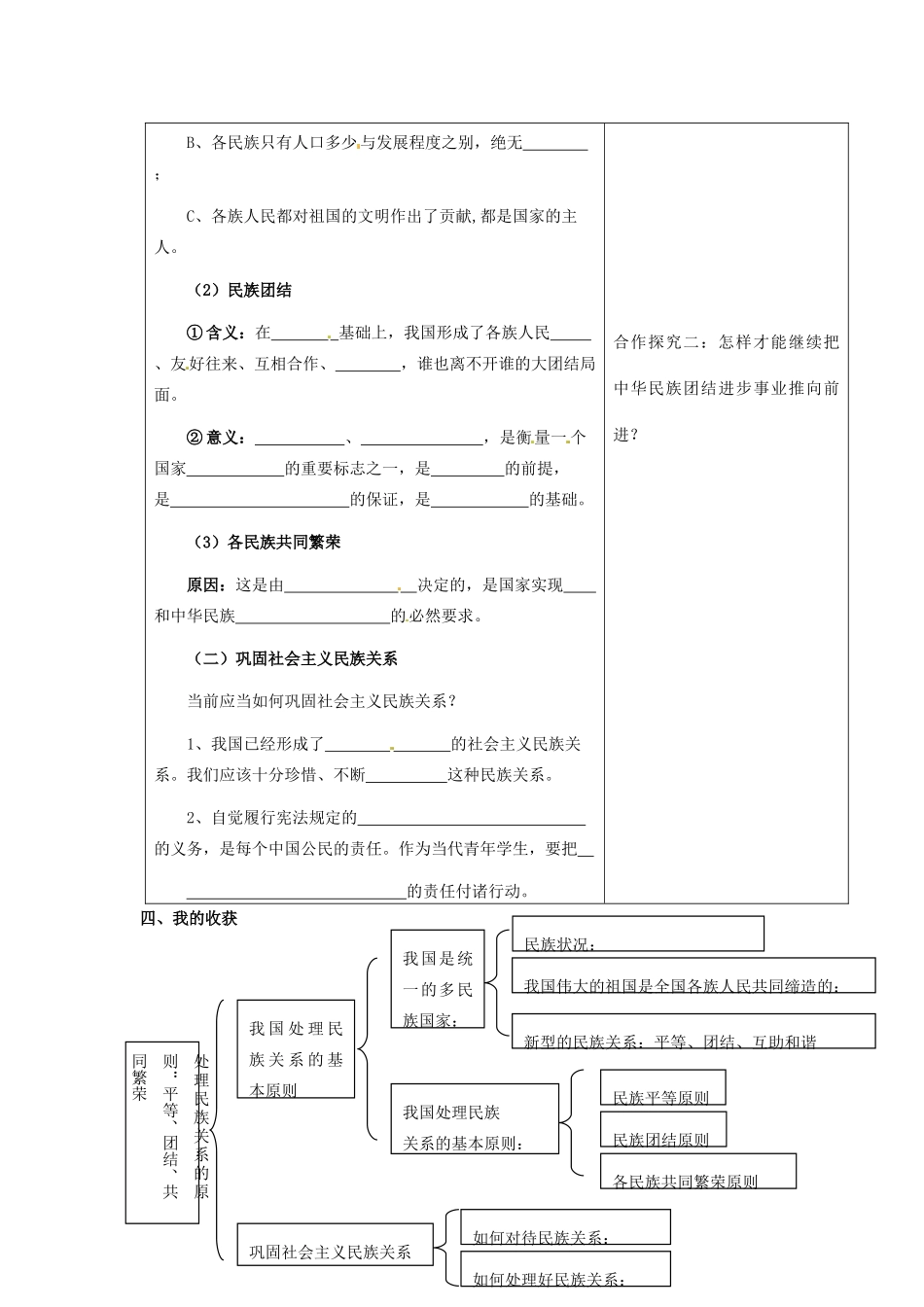 高中政治 7.1处理民族关系的原则 平等、团结、共同繁荣学案2 新人教版必修2-新人教版高一必修2政治学案_第2页