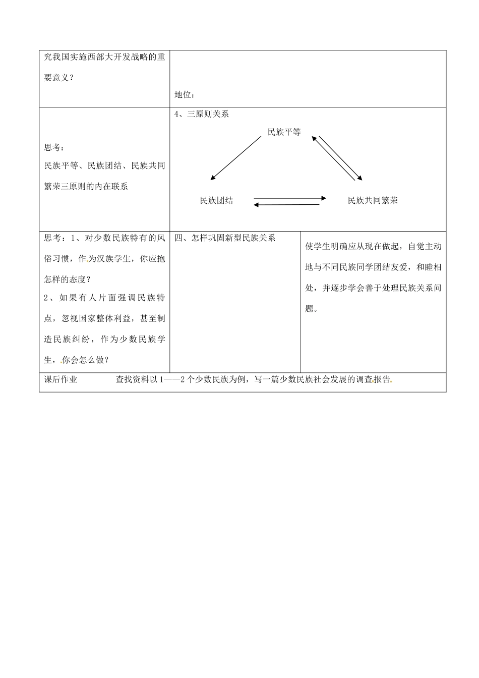 高中政治 7.1处理民族关系的原则 平等、团结、共同繁荣学案3 新人教版必修2-新人教版高一必修2政治学案_第3页