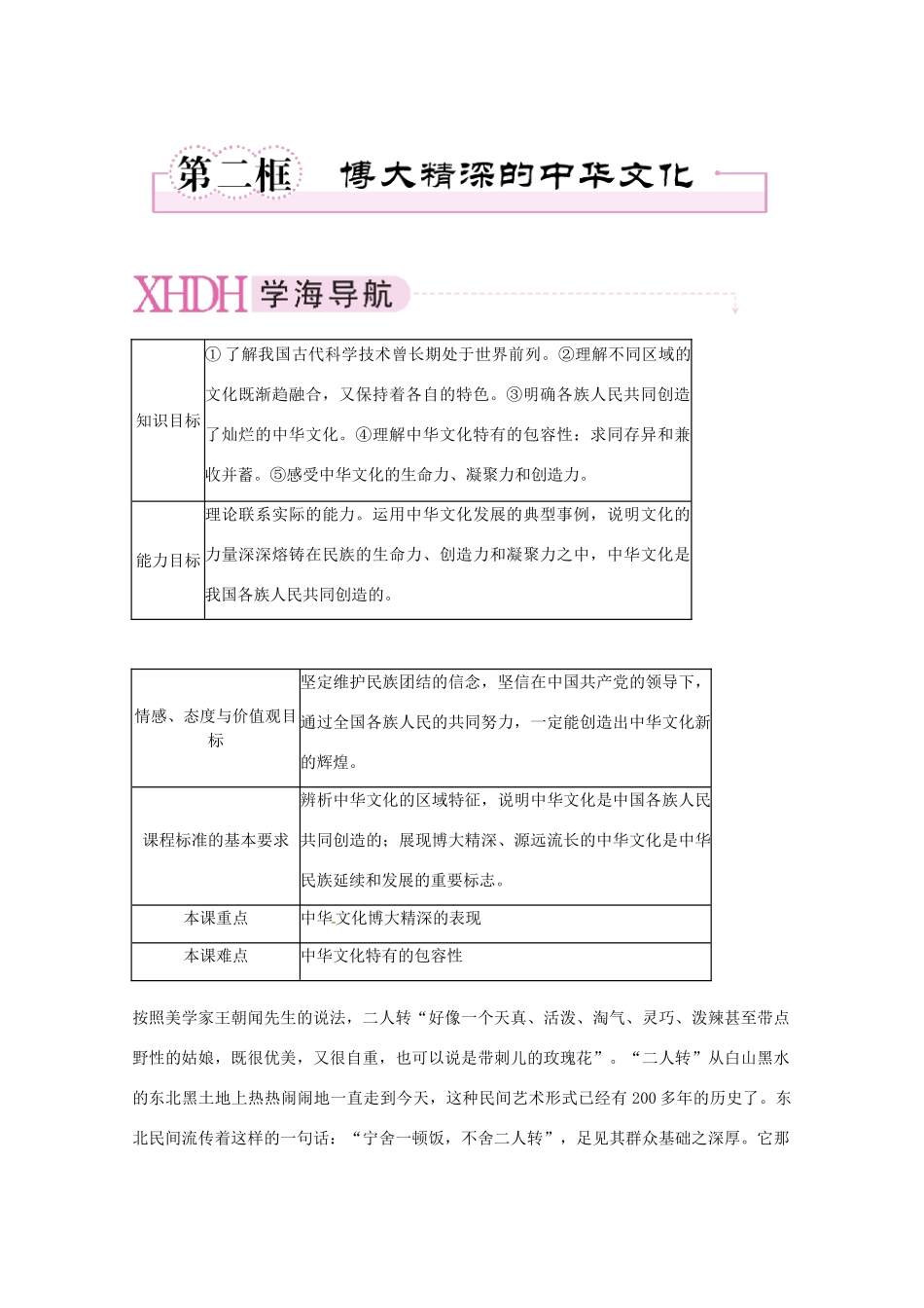 高中政治 博大精深的中华文化精品学案 新人教版必修3_第1页