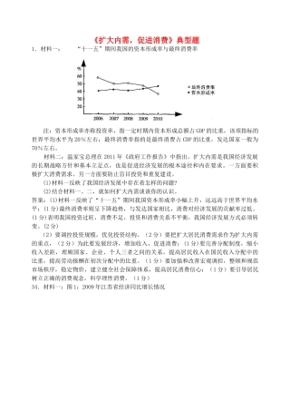 高中政治 时政热点问题－消费类素材 新人教版