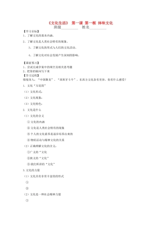 高中政治 文化生活1.1.1《体味文化》学案 新人教版必修3