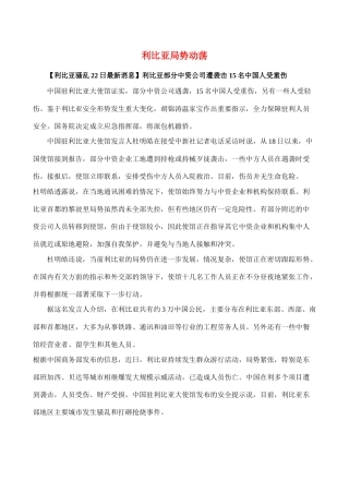 高中政治 利比亚局势动荡素材