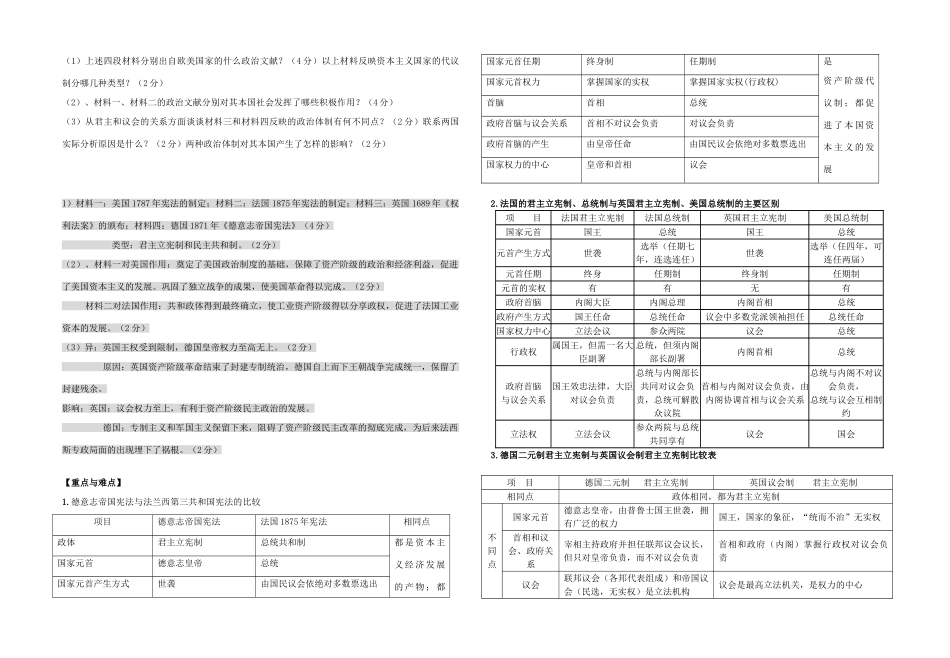 高中政治 专题七 欧美资产阶2010级代议制的确立与发展三 民主政治的扩展教学案（教师用） 人民版必修1_第3页