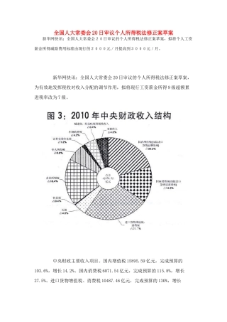 高中政治 全国人大常委会20日审议个人所得税法修正案草案素材 新人教版必修1