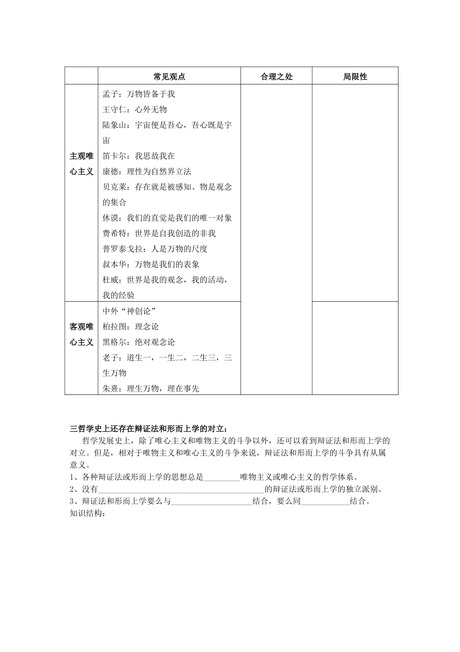 高中政治 唯物主义和唯心主义学案 新人教版必修4_第3页