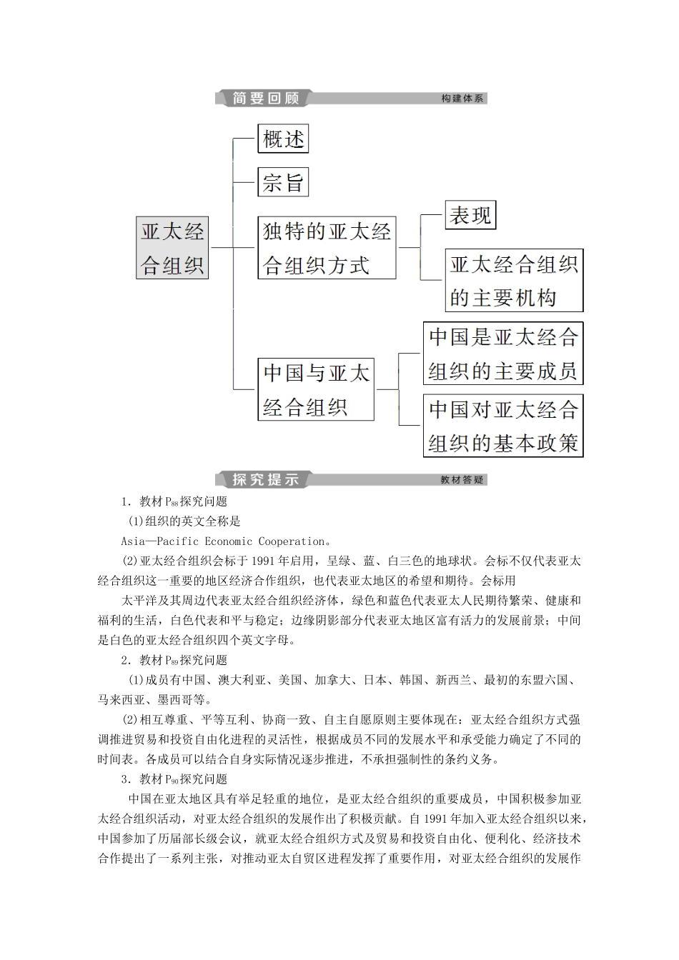 高中政治 专题五 日益重要的国际组织 第4框 亚太经济合作组织：区域经济合作的新形式学案 新人教版选修3-新人教版高二选修3政治学案_第2页