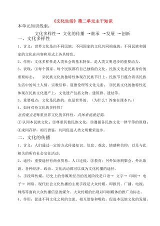 高中政治 第二单元主干知识素材 新人教版必修3