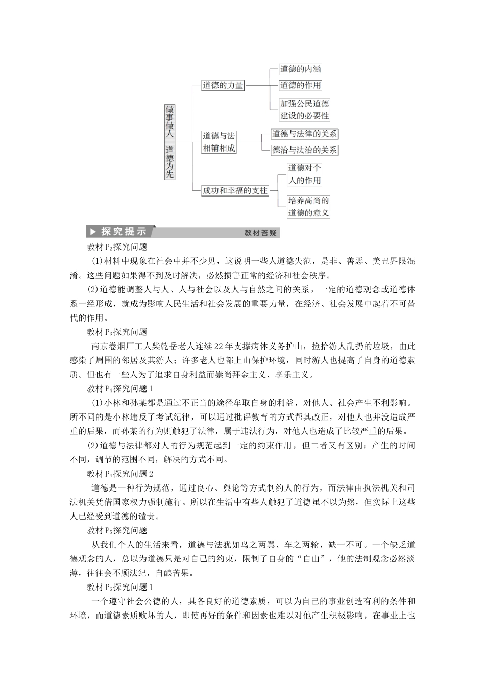 高中政治 专题一 公民道德建设 第一框 做事做人道德为先学案 新人教版选修6-新人教版高中选修6政治学案_第3页
