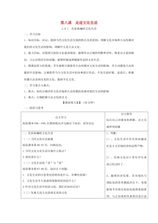 高中政治 第八课 走进文化生活导学案 新人教版必修3-新人教版高二必修3政治学案