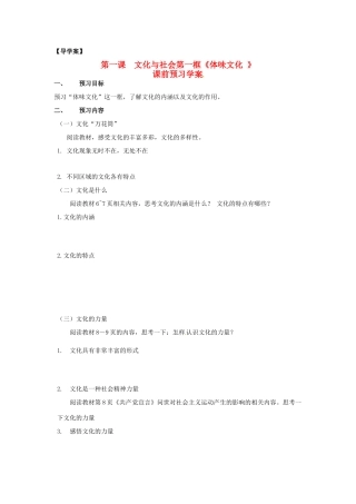 高中政治 第一单元 1.1《体味文化》学案 新人教版必修3