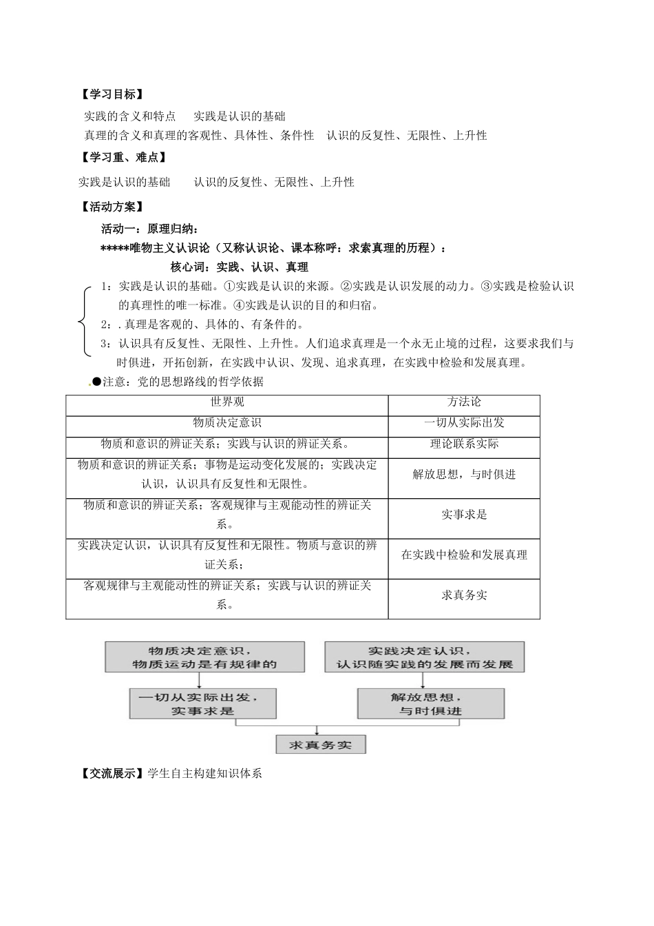 高中政治 第六课 求索真理的历程导学案 新人教版必修4-新人教版高二必修4政治学案_第2页