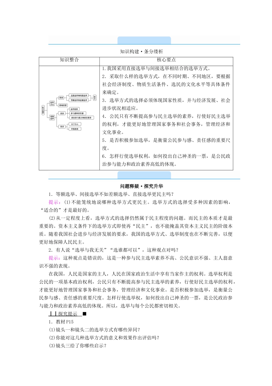 高中政治 第一单元 公民的政治生活 第二课 第1框 民主选举：投出理性一票学案 新人教版必修2-新人教版高中必修2政治学案_第3页