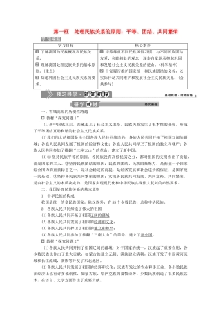 高中政治 第三单元 发展社会主义民主政治 第八课 民族区域自治制度和宗教工作基本方针 第一框 处理民族关系的原则：平等、团结、共同繁荣学案 新人教版必修2-新人教版高一必修2政治学案