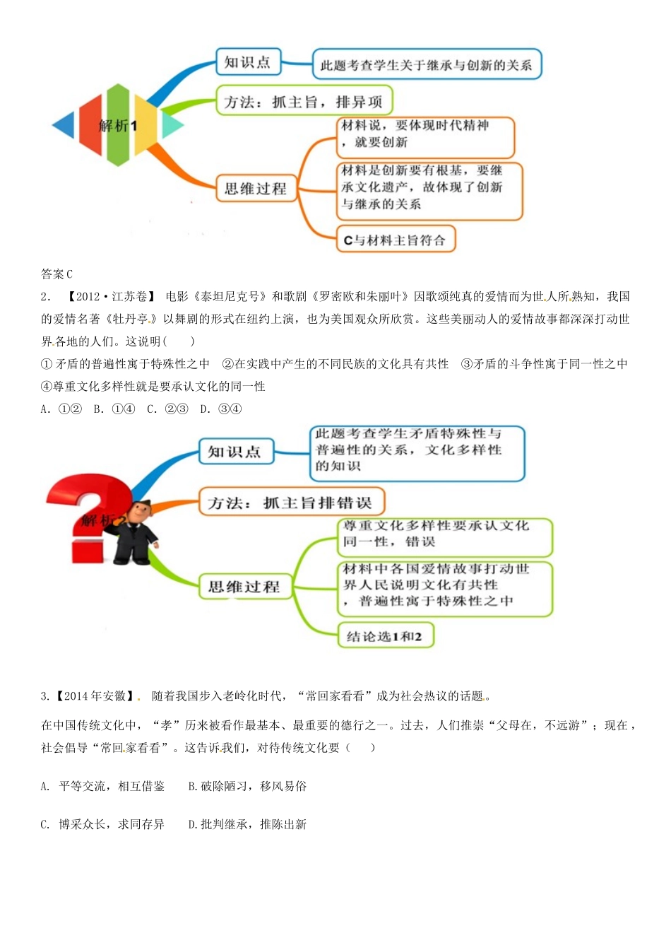 高中政治 第4课 文化的继承性与文化发展教材图解学案 新人教版必修3-新人教版高二必修3政治学案_第2页