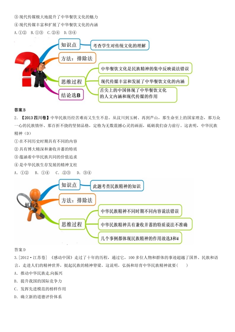 高中政治 第7课 我们的民族精神教材图解学案 新人教版必修3-新人教版高二必修3政治学案_第2页