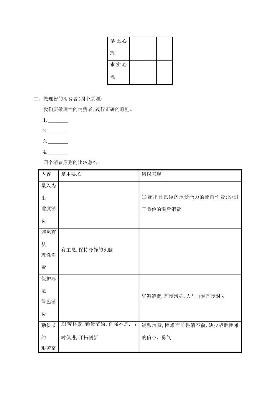 高中政治《3.2树立正确的消费观》学案 新人教版必修1-新人教版高一必修1政治学案_第2页