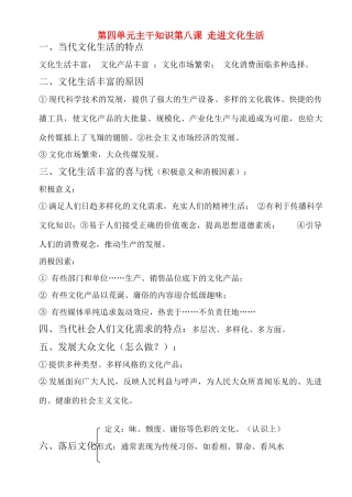 高中政治 第四单元主干知识素材 新人教版必修3